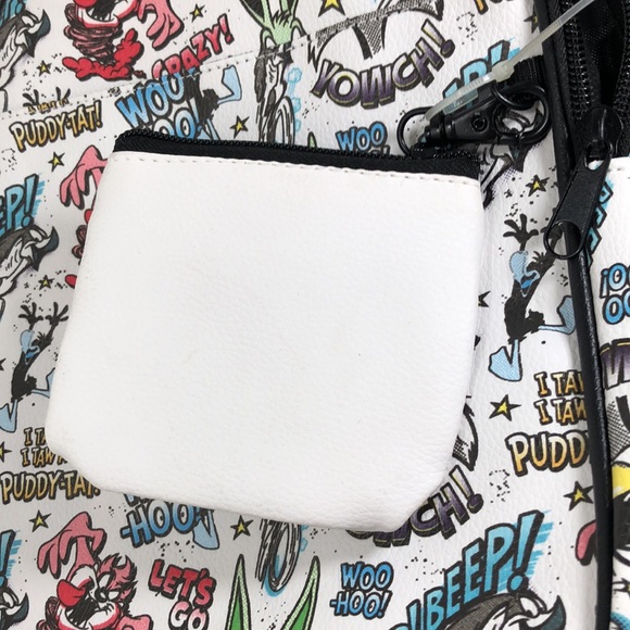 Looney Tunes All Over Print Faux Leather 10.5" Women’s White Mini Backpack. - Picture 11 of 15